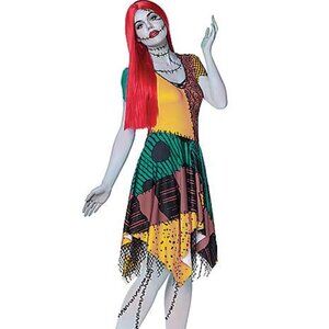 Halloween Sally The Nightmare Before Christmas Costume + Tights Adult XL 14-16